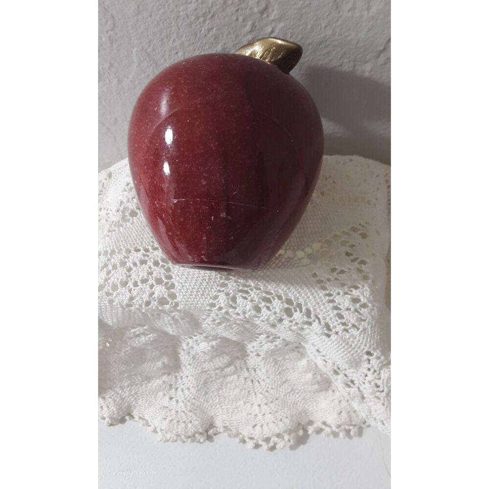 Marble Red and Brass Apple for the Teacher Paperweight ~Vintage~
